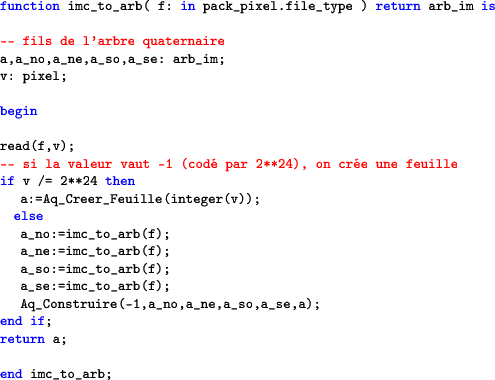 \begin{lstlisting}[language=ada]function imc_to_arb( f: in pack_pixel.file_typ...
...(-1,a_no,a_ne,a_so,a_se,a);
end if;
return a;end imc_to_arb;
\end{lstlisting}