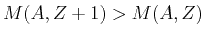 $ M(A,Z+1) > M(A,Z)$