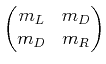 $\displaystyle \begin{pmatrix}
m_{L} & m_{D} \\
m_{D} & m_{R}
\end{pmatrix}$