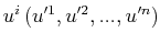 $ u^{i}\,(u'^{1},u'^{2},...,u'^{n})$