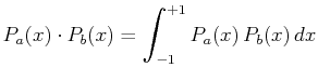 $\displaystyle P_{a}(x)\cdot P_{b}(x)=\mathlarger{\int}_{-1}^{+1}\,P_{a}(x)\,P_{b}(x)\,dx$