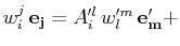 $\displaystyle w^{j}_{i}\,\mathbf{e_{j}}=A'^{l}_{i}\,w'^{m}_{l}\,\mathbf{e'_{m}}+$