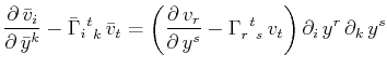 $\displaystyle \dfrac{\partial\,\bar{v}_{t}}{\partial\,\bar{y}^{k}}-\textrm{$\ba...
...$^{}_{}$$^{t}$$^{}_{s}$}\,v_{t}\bigg)\,\partial_{i}\,y^{r}\,\partial_{k}\,y^{s}$