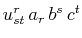 $ u^{r}_{st}\,a_{r}\,b^{s}\,c^{t}$