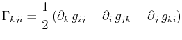 $ \textrm{$\Gamma_{kji}$}=\dfrac{1}{2}\,(\partial_{k}\,g_{ij}+\partial_{i}\,g_{jk}-\partial_{j}\,g_{ki})$