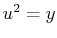 $ u^{2}=y$