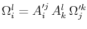 $\displaystyle \Omega^{l}_{i}=A'^{j}_{i}\,A^{l}_{k}\,\Omega'^{k}_{j}$