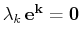 $ \lambda_{k}\,\mathbf{e^{k}}=\mathbf{0}$