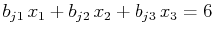 $ b_{j1}\,x_{1}+b_{j2}\,x_{2}+b_{j3}\,x_{3}=6$
