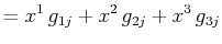 $\displaystyle =x^{1}\,g_{1j}+x^{2}\,g_{2j}+x^{3}\,g_{3j}$