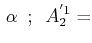 $\displaystyle \,\alpha\,\,\,;\,\,\,A^{'1}_{2}=$