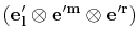 $ (\mathbf{e'_{l}}\otimes\mathbf{e'^{m}}\otimes\mathbf{e'^{r}})$
